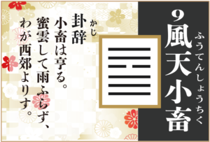 【易占い】9,風天小畜(ふうてんしょうちく)の卦辞の読み解き方や意味(大像)や爻(小像)を徹底解説!