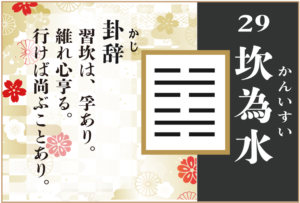 【易占い】29, 坎為水(かんいすい)の卦辞の読み解き方や意味(大像)や爻(小像)を徹底解説!