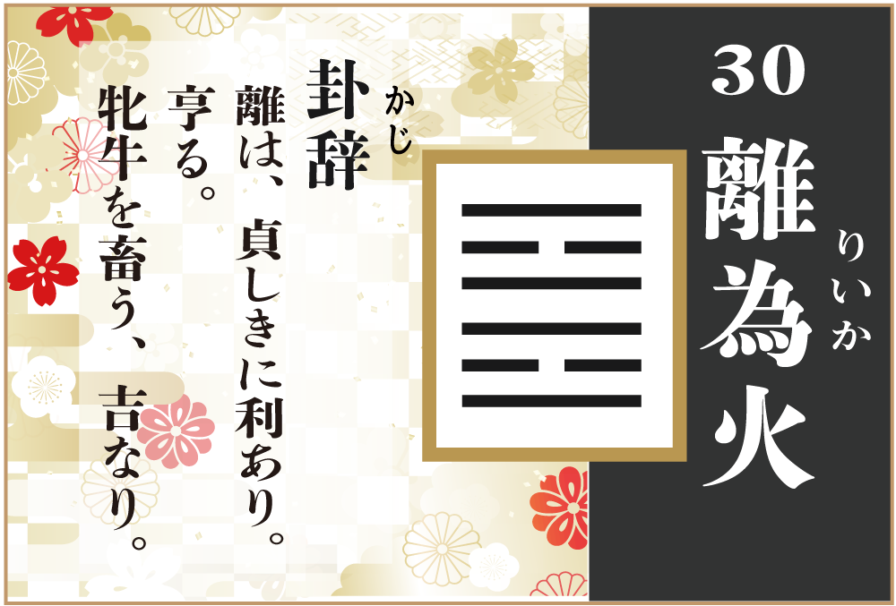 易占い 30 離為火 りいか の卦辞の読み解き方や意味 大像 や爻 小像 を徹底解説 無料占いfushimi