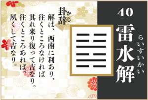 【易占い】40, 雷水解(らいすいかい)の卦辞の読み解き方や意味(大像)や爻(小像)を徹底解説!