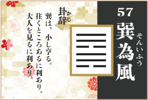 【易占い】57, 巽為風(そんいふう)の卦辞の読み解き方や意味(大像)や爻(小像)を徹底解説!