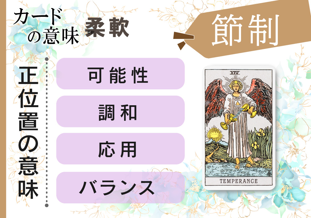 タロットカード 14 節制 Temperance の意味は正位置 柔軟 逆位置 節度なし 恋愛 相手の気持ち 仕事など悩み別にリーディング具体例も完全紹介 無料占いfushimi